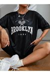 Brooklyn Baskılı Siyah Unisex T-Shirt 