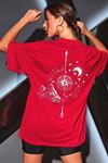 Pusula Sırt Baskılı Kırmızı Unisex T-Shirt