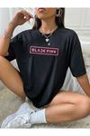 Black Pink Yazı Baskılı Siyah Unisex T-Shirt